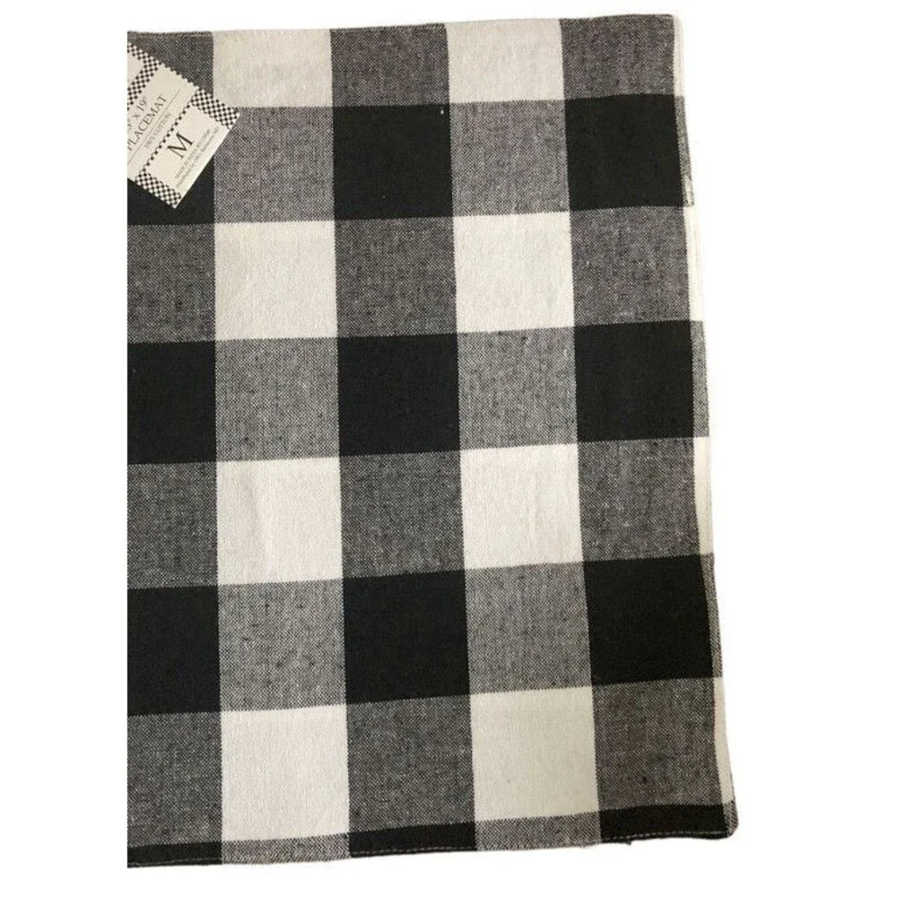 Middleton Home Buffalo Check Placemats Set of 4 Black White Reversible 19x13